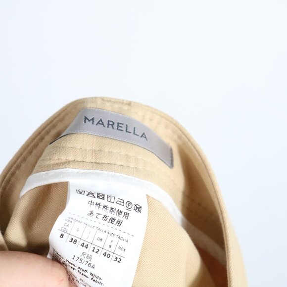 Marella Barrel Leg High Rise Crop Pants Womens 8 Beige Baggy Cotton Wide Leg - Picture 3 of 6